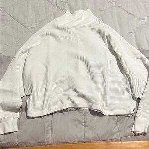 Abercrombie & Fitch White Waffle Cowl Neck Sweater